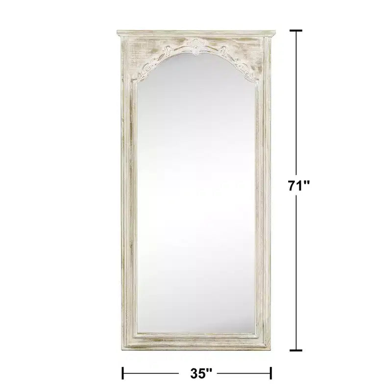 Specchio da terra rettangolare in legno massiccio bianco 180x90x4 cm (senza supporto)