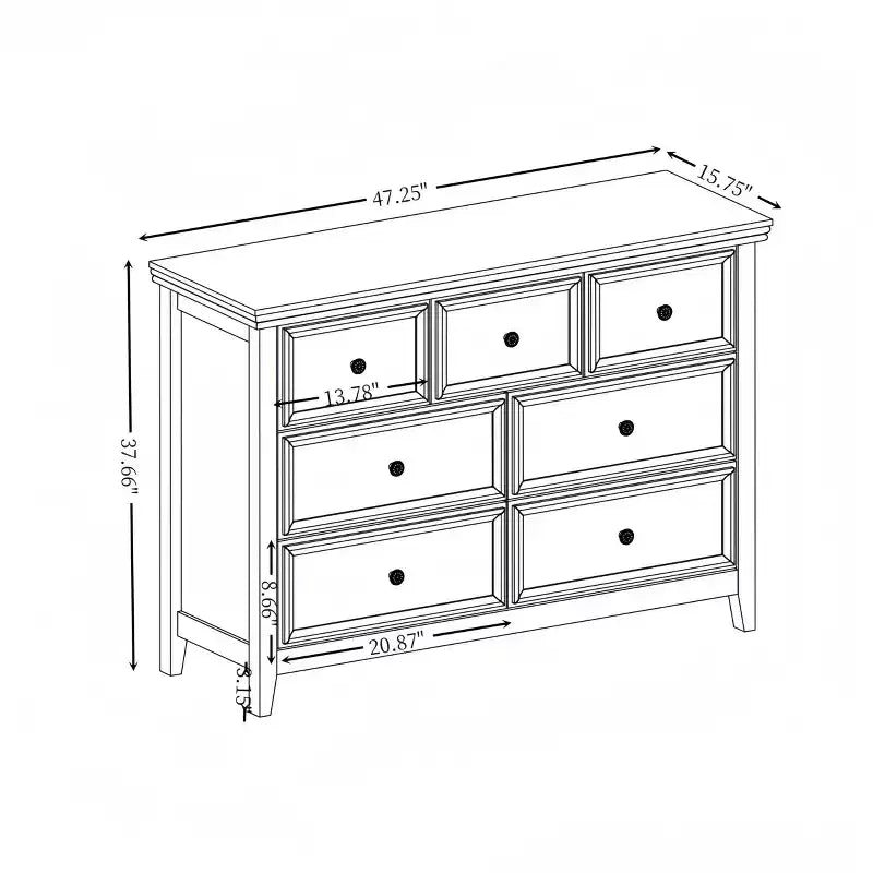 Cassettiera moderna a 7 cassetti – Ampio mobile contenitore con sistema anti-ribaltamento di sicurezza, altezza 95,66 cm