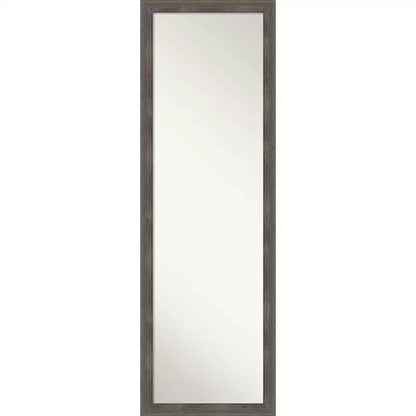 17"x51" Pinstripe Wood Framed Full Length On the Door Mirror Lead Gray - Amanti Art: Wall Mount, No Assembly Required