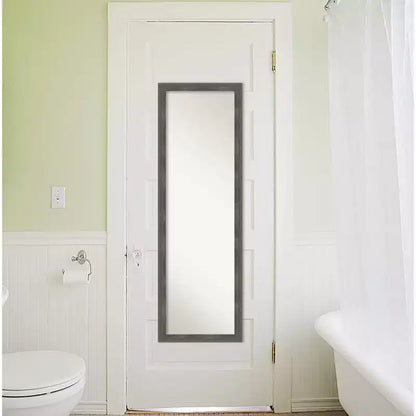 Specchio da Porta a Figura Intera 17"x51" – Cornice in Legno Grigio Piombo, Montaggio a Parete o su Porta, Nessun Assemblaggio