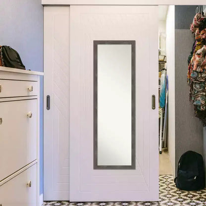 Specchio da Porta a Figura Intera 17"x51" – Cornice in Legno Grigio Piombo, Montaggio a Parete o su Porta, Nessun Assemblaggio