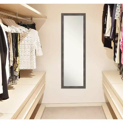 Specchio da Porta a Figura Intera 17"x51" – Cornice in Legno Grigio Piombo, Montaggio a Parete o su Porta, Nessun Assemblaggio