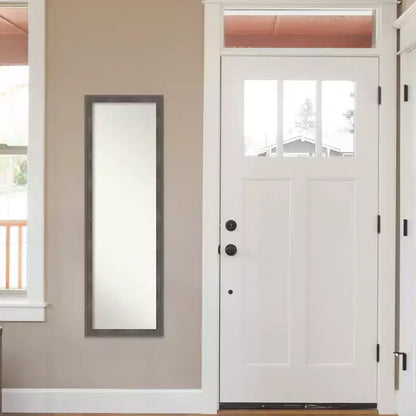 Specchio da Porta a Figura Intera 17"x51" – Cornice in Legno Grigio Piombo, Montaggio a Parete o su Porta, Nessun Assemblaggio