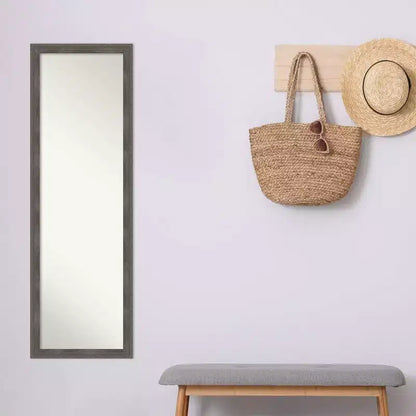 Specchio da Porta a Figura Intera 17"x51" – Cornice in Legno Grigio Piombo, Montaggio a Parete o su Porta, Nessun Assemblaggio