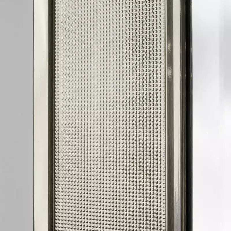 Specchio da parete rettangolare Pave 74x89 cm – Nickel spazzolato, bordo smussato, appendibile in entrambi i sensi