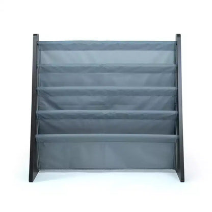 Libreria per bambini a 4 ripiani con tasche in tessuto – Espresso/Grigio, Antiribaltamento, Età 3-8