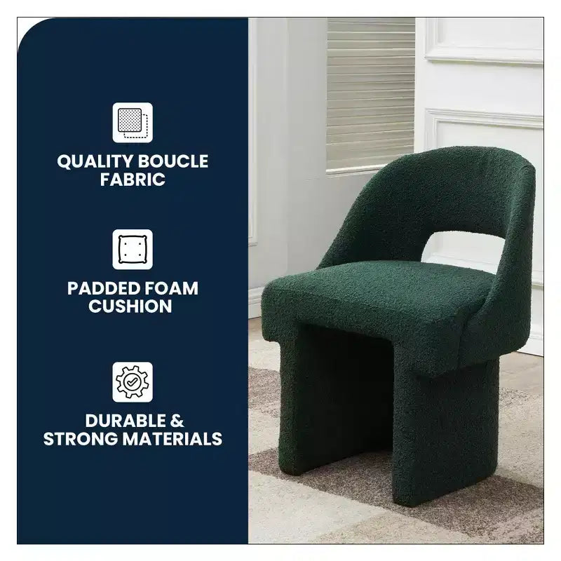 Poltrona Moderna d'Accento in Bouclé – Schienale Curvo, Rivestita, Accogliente Seduta da Salotto