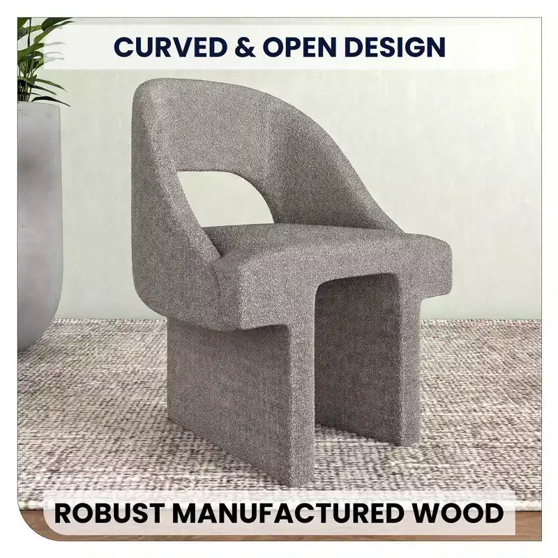 Poltrona Moderna d'Accento in Bouclé – Schienale Curvo, Rivestita, Accogliente Seduta da Salotto