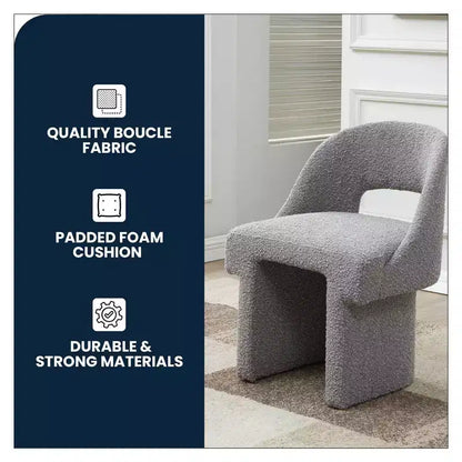 Poltrona Moderna d'Accento in Bouclé – Schienale Curvo, Rivestita, Accogliente Seduta da Salotto