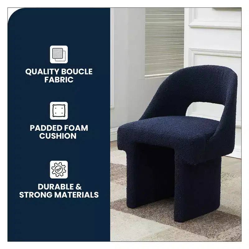 Poltrona Moderna d'Accento in Bouclé – Schienale Curvo, Rivestita, Accogliente Seduta da Salotto