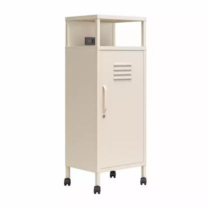 Carrello portaoggetti su rotelle in metallo stile armadietto – Ruote bloccabili, porte USB, acciaio verniciato a polvere