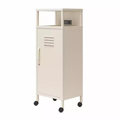 Carrello portaoggetti su rotelle in metallo stile armadietto – Ruote bloccabili, porte USB, acciaio verniciato a polvere