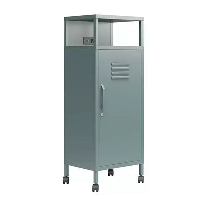 Carrello portaoggetti su rotelle in metallo stile armadietto – Ruote bloccabili, porte USB, acciaio verniciato a polvere