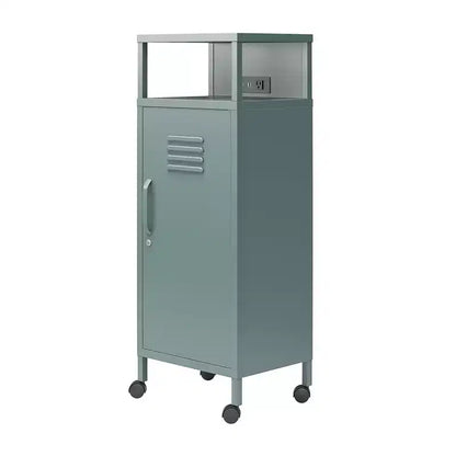 Carrello portaoggetti su rotelle in metallo stile armadietto – Ruote bloccabili, porte USB, acciaio verniciato a polvere