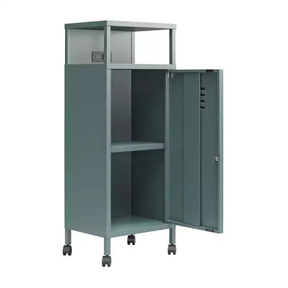 Carrello portaoggetti su rotelle in metallo stile armadietto – Ruote bloccabili, porte USB, acciaio verniciato a polvere