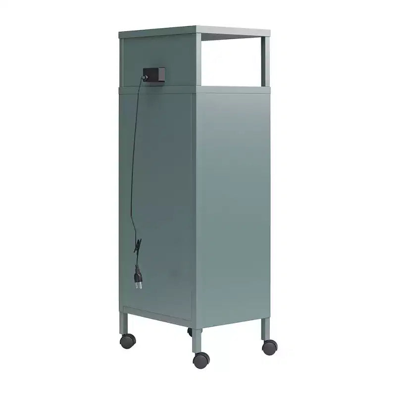 Carrello portaoggetti su rotelle in metallo stile armadietto – Ruote bloccabili, porte USB, acciaio verniciato a polvere
