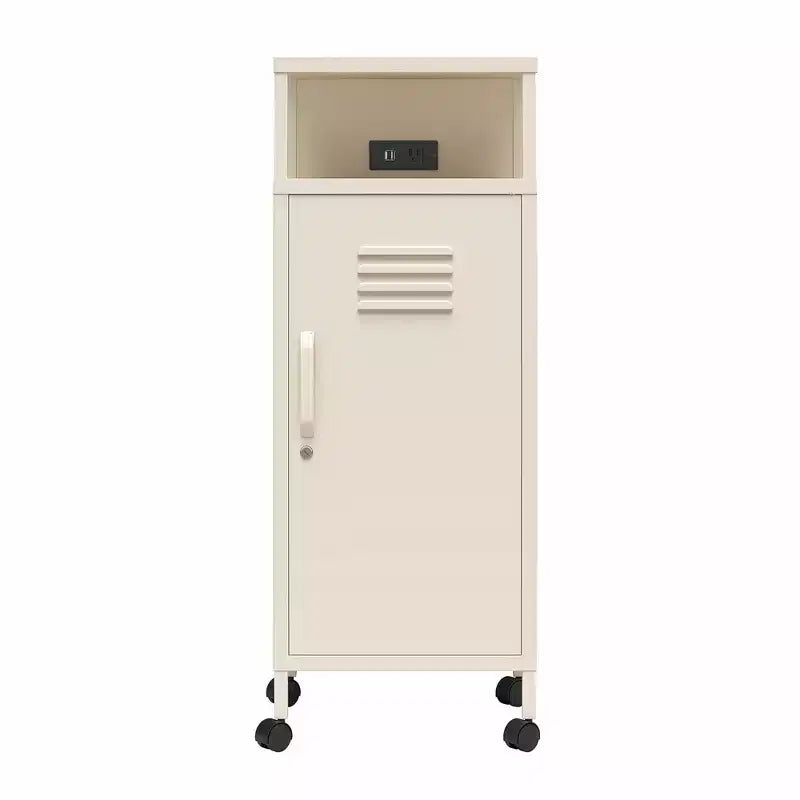 Carrello portaoggetti su rotelle in metallo stile armadietto – Ruote bloccabili, porte USB, acciaio verniciato a polvere