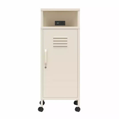 Carrello portaoggetti su rotelle in metallo stile armadietto – Ruote bloccabili, porte USB, acciaio verniciato a polvere