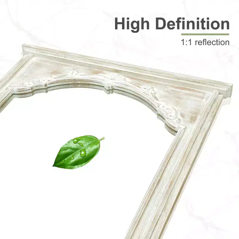 Specchio da terra rettangolare in legno massiccio bianco 180x90x4 cm (senza supporto)