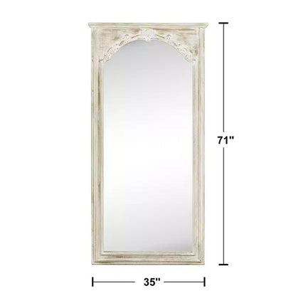 Specchio da terra rettangolare in legno massiccio bianco 180x90x4 cm (senza supporto)