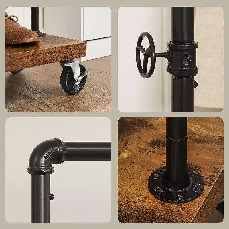 Stender portabiti robusto su ruote – Stile tubo industriale, portata 90 kg, rotelle bloccabili