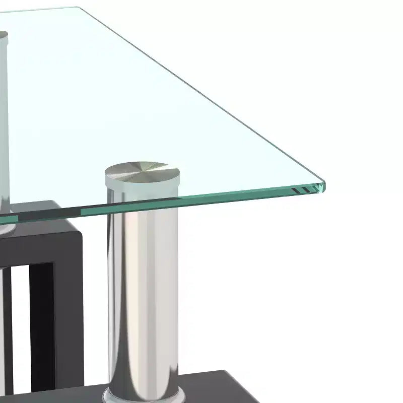 Tavolino moderno in vetro temperato – Quadrato, trasparente, capacità 68 kg