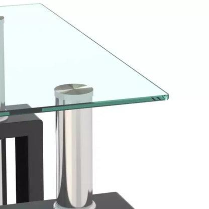 Tavolino moderno in vetro temperato – Quadrato, trasparente, capacità 68 kg