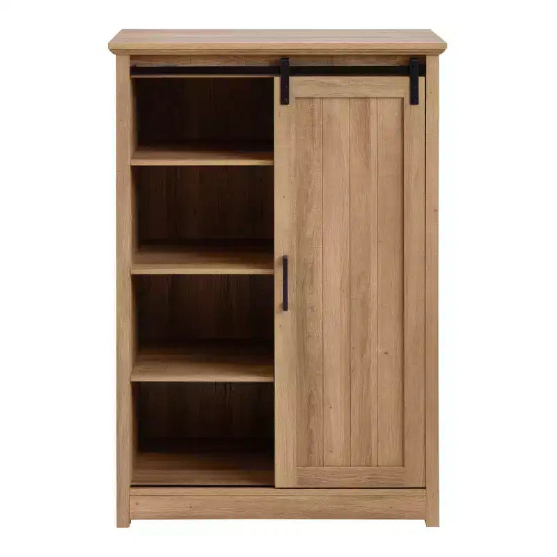 Credenza rustica con anta scorrevole a granaio – 5 cassetti e 4 ripiani regolabili