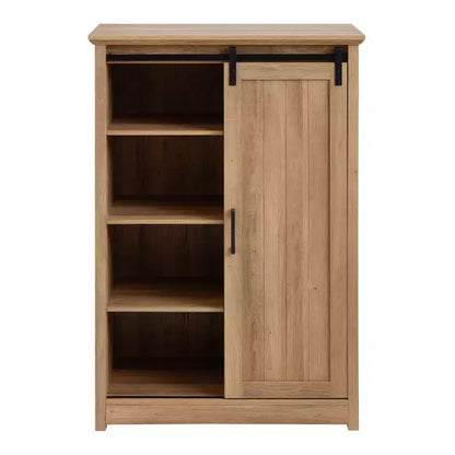 Credenza rustica con anta scorrevole a granaio – 5 cassetti e 4 ripiani regolabili