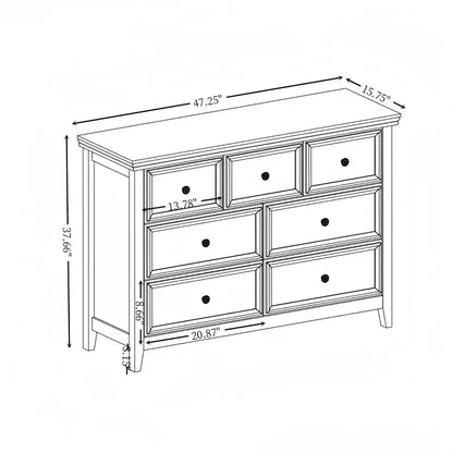 Cassettiera moderna a 7 cassetti – Ampio mobile contenitore con sistema anti-ribaltamento di sicurezza, altezza 95,66 cm