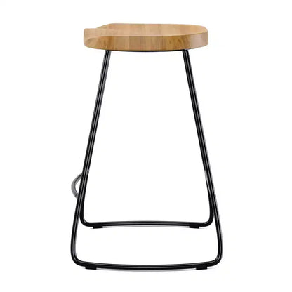 Sgabello da bar altezza bancone – Seduta in legno di quercia naturale, gambe in metallo nero, completamente assemblato