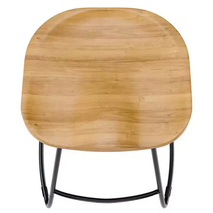 Sgabello da bar altezza bancone – Seduta in legno di quercia naturale, gambe in metallo nero, completamente assemblato