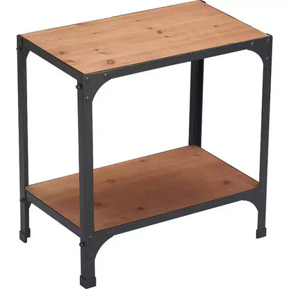 Tavolino da salotto Modern Farmhouse – Piano in legno marrone, struttura in metallo nero, ripiano inferiore