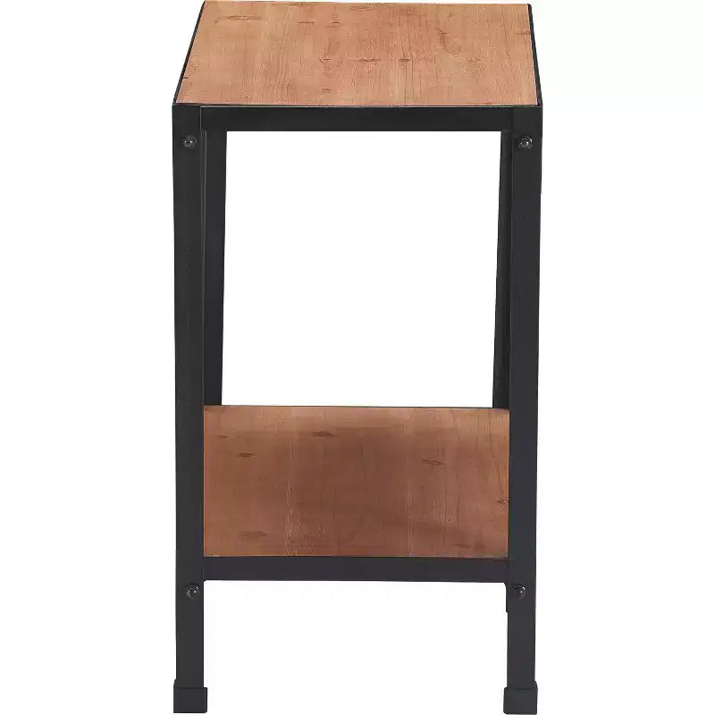 Tavolino da salotto Modern Farmhouse – Piano in legno marrone, struttura in metallo nero, ripiano inferiore
