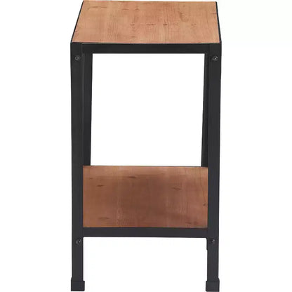 Tavolino da salotto Modern Farmhouse – Piano in legno marrone, struttura in metallo nero, ripiano inferiore