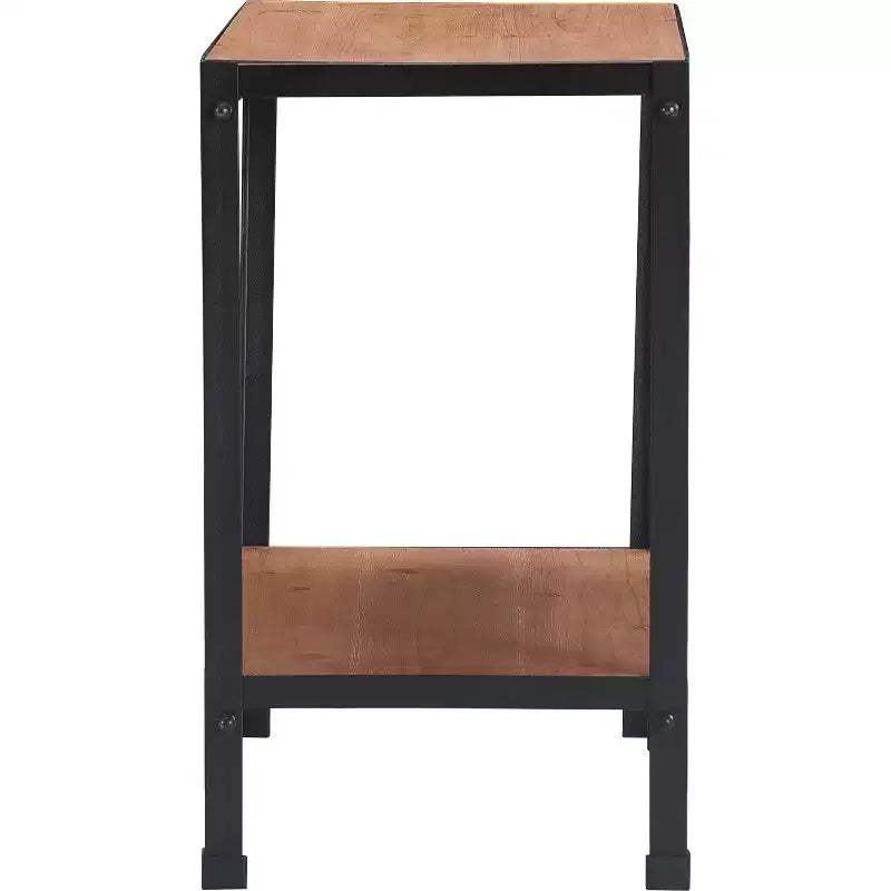 Tavolino da salotto Modern Farmhouse – Piano in legno marrone, struttura in metallo nero, ripiano inferiore