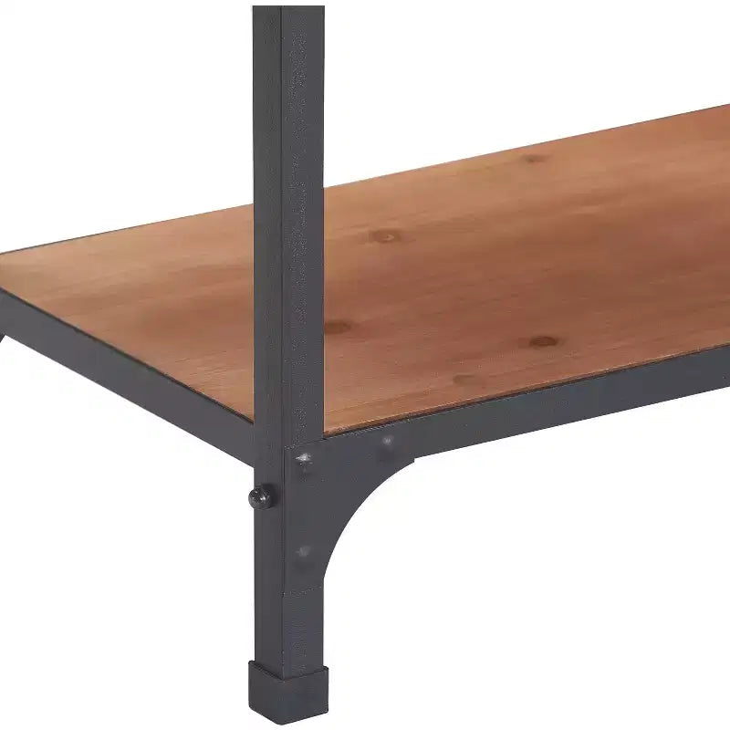 Tavolino da salotto Modern Farmhouse – Piano in legno marrone, struttura in metallo nero, ripiano inferiore
