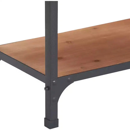 Tavolino da salotto Modern Farmhouse – Piano in legno marrone, struttura in metallo nero, ripiano inferiore