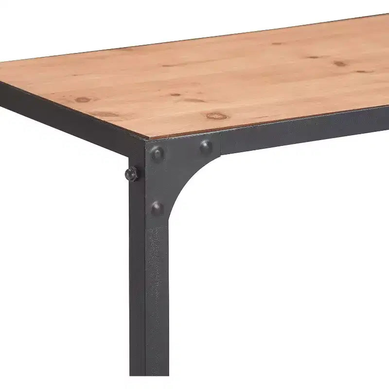 Tavolino da salotto Modern Farmhouse – Piano in legno marrone, struttura in metallo nero, ripiano inferiore