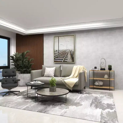 Consolle contemporanea a 3 ripiani – Ripiani in legno beige, struttura in metallo grigio, nessun assemblaggio