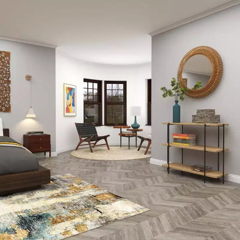 Consolle contemporanea a 3 ripiani – Ripiani in legno beige, struttura in metallo grigio, nessun assemblaggio
