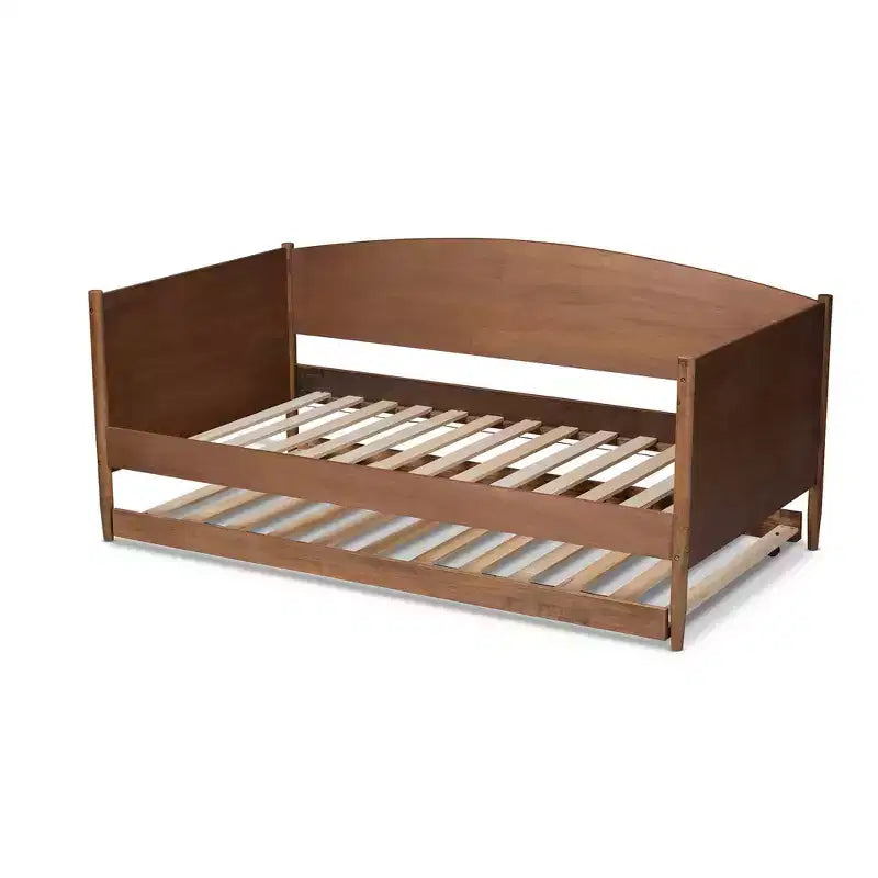 Lettino a due piazze in legno con letto estraibile – Noce Cenere, Stile Moderno di Metà Secolo