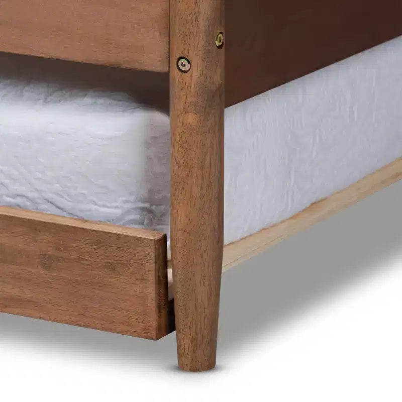 Lettino a due piazze in legno con letto estraibile – Noce Cenere, Stile Moderno di Metà Secolo