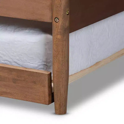 Lettino a due piazze in legno con letto estraibile – Noce Cenere, Stile Moderno di Metà Secolo