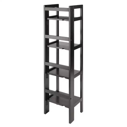 Libreria pieghevole alta 130 cm – 4 ripiani, Legno composito, Ferramenta antiribaltamento, 35,5 cm di larghezza