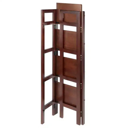 Libreria pieghevole alta 130 cm – 4 ripiani, Legno composito, Ferramenta antiribaltamento, 35,5 cm di larghezza