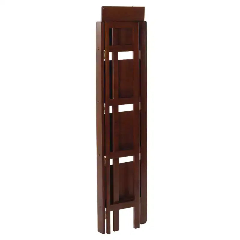 Libreria pieghevole alta 130 cm – 4 ripiani, Legno composito, Ferramenta antiribaltamento, 35,5 cm di larghezza