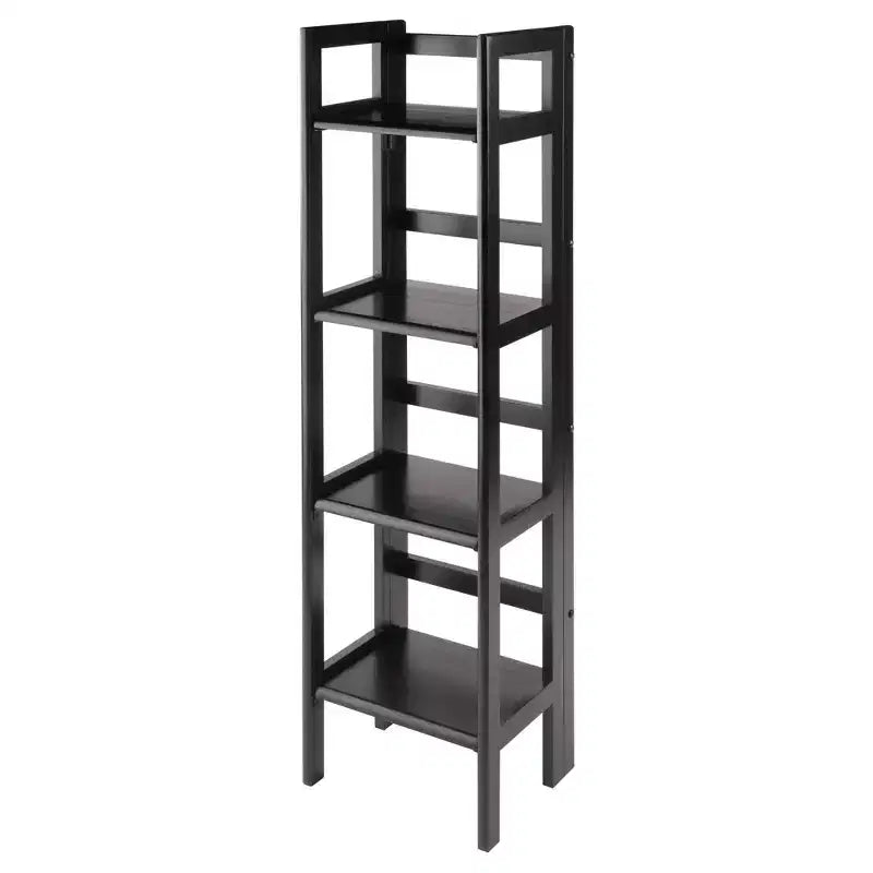 Libreria pieghevole alta 130 cm – 4 ripiani, Legno composito, Ferramenta antiribaltamento, 35,5 cm di larghezza