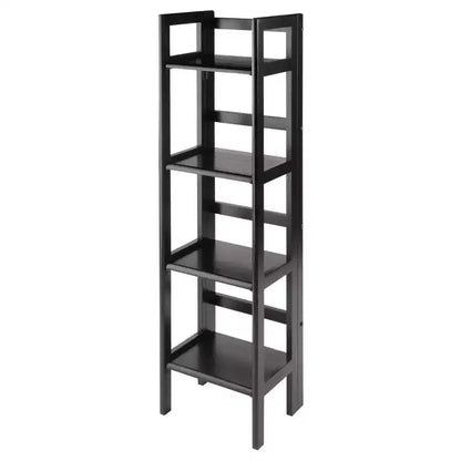 Libreria pieghevole alta 130 cm – 4 ripiani, Legno composito, Ferramenta antiribaltamento, 35,5 cm di larghezza