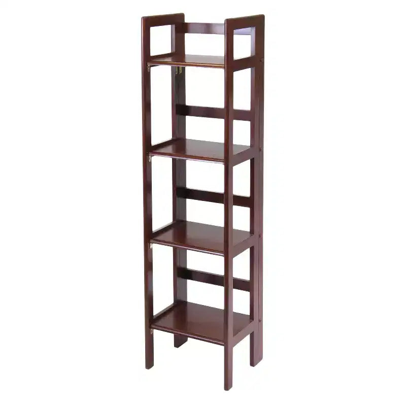 Libreria pieghevole alta 130 cm – 4 ripiani, Legno composito, Ferramenta antiribaltamento, 35,5 cm di larghezza